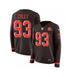 Women's Nike Cleveland Browns #93 Trevon Coley Limited Brown Therma Long Sleeve NFL Jersey