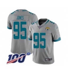 Youth Jacksonville Jaguars #95 Abry Jones Silver Inverted Legend Limited 100th Season Football Jersey