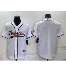 Men's Denver Broncos Blank White Stitched Cool Base Nike Baseball Jersey