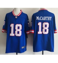 Men's New York Giants #18 JJ McCarthy Limited Blue Throwback Vapor Jersey
