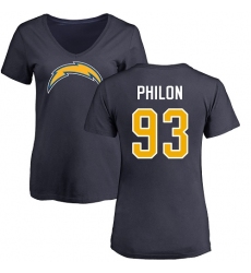 NFL Women's Nike Los Angeles Chargers #93 Darius Philon Navy Blue Name & Number Logo T-Shirt