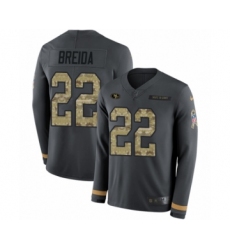 Men's Nike San Francisco 49ers #22 Matt Breida Limited Black Salute to Service Therma Long Sleeve NFL Jersey