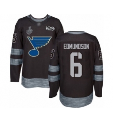 Men's St. Louis Blues #6 Joel Edmundson Authentic Black 1917-2017 100th Anniversary 2019 Stanley Cup Final Bound Hockey Jersey