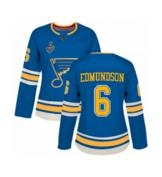 Women's St. Louis Blues #6 Joel Edmundson Authentic Navy Blue Alternate 2019 Stanley Cup Final Bound Hockey Jersey