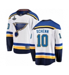 Men's St. Louis Blues #10 Brayden Schenn Fanatics Branded White Away Breakaway 2019 Stanley Cup Champions Hockey Jersey