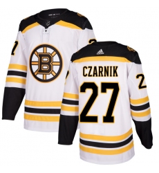 Men's Adidas Boston Bruins #27 Austin Czarnik Authentic White Away NHL Jersey