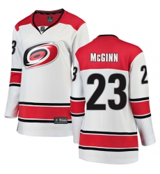 Women's Carolina Hurricanes #23 Brock McGinn Authentic White Away Fanatics Branded Breakaway NHL Jersey