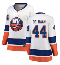Women's New York Islanders #44 Calvin de Haan Fanatics Branded White Away Breakaway NHL Jersey