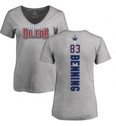 NHL Women's Adidas Edmonton Oilers #83 Matt Benning Ash Backer T-Shirt