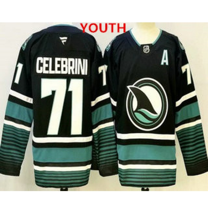Youth san jose sharks #71 macklin celebrini black authentic jersey