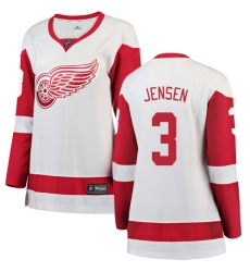 Women's Detroit Red Wings #3 Nick Jensen Authentic White Away Fanatics Branded Breakaway NHL Jersey
