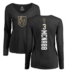 NHL Women's Adidas Vegas Golden Knights #3 Brayden McNabb Black Backer Slim Fit Long Sleeve T-Shirt