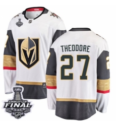 Men's Vegas Golden Knights #27 Shea Theodore Authentic White Away Fanatics Branded Breakaway 2018 Stanley Cup Final NHL Jersey