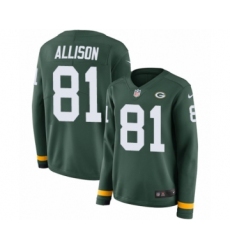 Women's Nike Green Bay Packers #81 Geronimo Allison Limited Green Therma Long Sleeve NFL Jersey