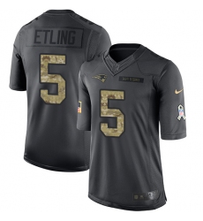Men's Nike New England Patriots #5 Danny Etling Limited Black 2016 Salute to Service NFL Jersey