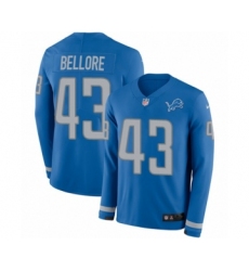 Men's Nike Detroit Lions #43 Nick Bellore Limited Blue Therma Long Sleeve NFL Jersey