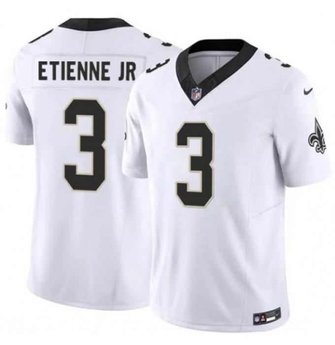 Men's New Orleans Saints #3 Travis Etienne Jr White 2026 F.U.S.E Vapor Limited Football Stitched Jersey