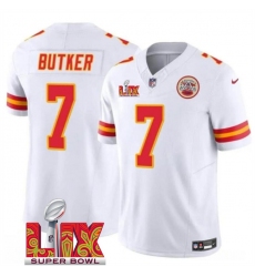 Men's Kansas City Chiefs #7 Harrison Butker White 2025 Super Bowl LIX F.U.S.E. Vapor Limited Stitched Football Jersey