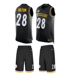 Men's Nike Pittsburgh Steelers #28 Mike Hilton Limited Black Tank Top Suit NFL Jersey