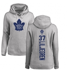 NHL Women's Adidas Toronto Maple Leafs #37 Timothy Liljegren Ash Backer Pullover Hoodie