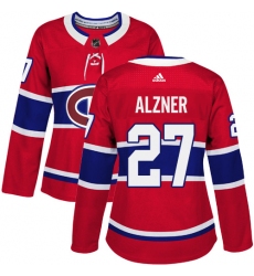Women's Adidas Montreal Canadiens #27 Karl Alzner Premier Red Home NHL Jersey