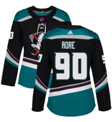 Women's Adidas Anaheim Ducks #90 Giovanni Fiore Authentic Black Teal Third NHL Jersey