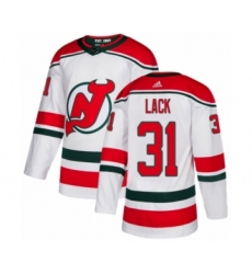 Men's Adidas New Jersey Devils #31 Eddie Lack Authentic White Alternate NHL Jersey