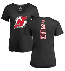NHL Women's Adidas New Jersey Devils #31 Eddie Lack Black Backer T-Shirt