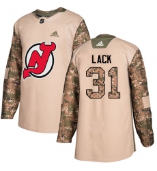 Youth Adidas New Jersey Devils #31 Eddie Lack Authentic Camo Veterans Day Practice NHL Jersey
