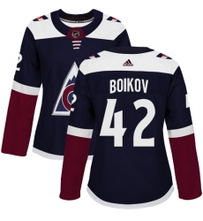 Women's Adidas Colorado Avalanche #42 Sergei Boikov Authentic Navy Blue Alternate NHL Jersey