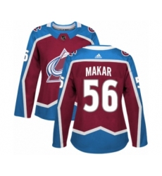 Women's Adidas Colorado Avalanche #56 Cale Makar Premier Burgundy Red Home NHL Jersey