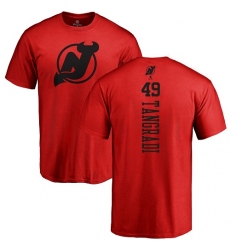 NHL Adidas New Jersey Devils #49 Eric Tangradi Red One Color Backer T-Shirt