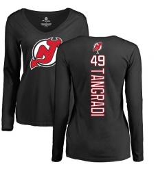 NHL Women's Adidas New Jersey Devils #49 Eric Tangradi Black Backer Long Sleeve T-Shirt