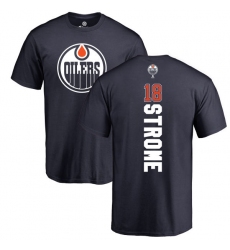NHL Adidas Edmonton Oilers #18 Ryan Strome Navy Blue Backer T-Shirt