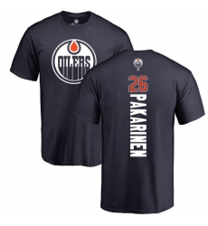 NHL Adidas Edmonton Oilers #26 Iiro Pakarinen Navy Blue Backer T-Shirt