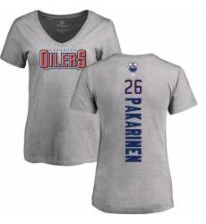 NHL Women's Adidas Edmonton Oilers #26 Iiro Pakarinen Ash Backer T-Shirt