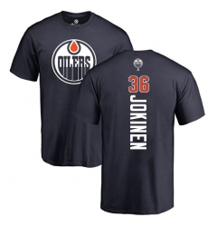 NHL Adidas Edmonton Oilers #36 Jussi Jokinen Navy Blue Backer T-Shirt