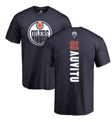NHL Adidas Edmonton Oilers #81 Yohann Auvitu Navy Blue Backer T-Shirt