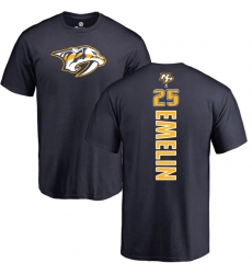 NHL Adidas Nashville Predators #25 Alexei Emelin Navy Blue Backer T-Shirt