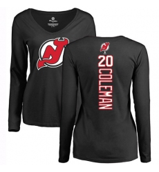 NHL Women's Adidas New Jersey Devils #20 Blake Coleman Black Backer Long Sleeve T-Shirt