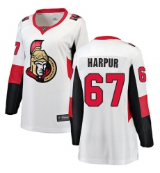 Women's Ottawa Senators #67 Ben Harpur Fanatics Branded White Away Breakaway NHL Jersey