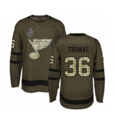 Men's St. Louis Blues #36 Robert Thomas Authentic Green Salute to Service 2019 Stanley Cup Final Bound Hockey Jersey