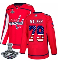 Men's Adidas Washington Capitals #79 Nathan Walker Authentic Red USA Flag Fashion 2018 Stanley Cup Final Champions NHL Jersey