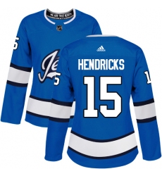 Women's Adidas Winnipeg Jets #15 Matt Hendricks Authentic Blue Alternate NHL Jersey