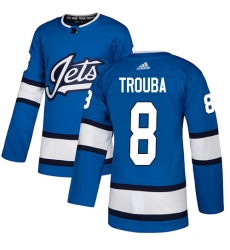 Men's Adidas Winnipeg Jets #8 Jacob Trouba Authentic Blue Alternate NHL Jersey