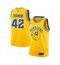 Youth Golden State Warriors #42 Nate Thurmond Swingman Gold Hardwood Classics Basketball Jersey