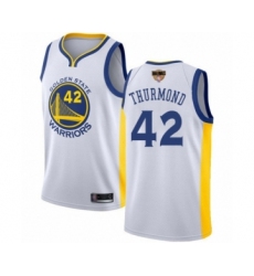 Youth Golden State Warriors #42 Nate Thurmond Swingman White 2019 Basketball Finals Bound Basketball Jersey - Association Edition