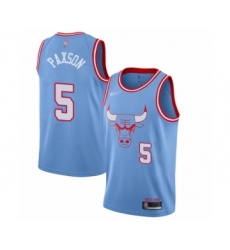 Men's Chicago Bulls #5 John Paxson Swingman Blue Basketball Jersey - 2019 20 City Edition