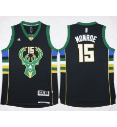 Bucks #15 Greg Monroe Black Stitched NBA Jersey