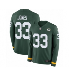 Men's Nike Green Bay Packers #33 Aaron Jones Limited Green Therma Long Sleeve NFL Jersey